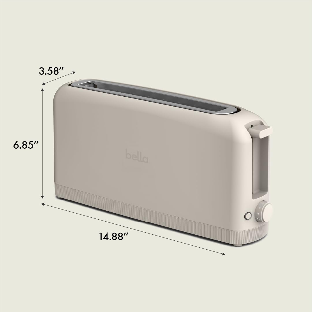 bella 2 Slice Slim Toaster, Fits-anywhere™ Kitchenware, 6 Setting Shade Control with Reheat & Cancel Buttons, Fits sourdough, 10” Long Slot, Anti Jam & Auto Shutoff, 900 Watt, Blossom