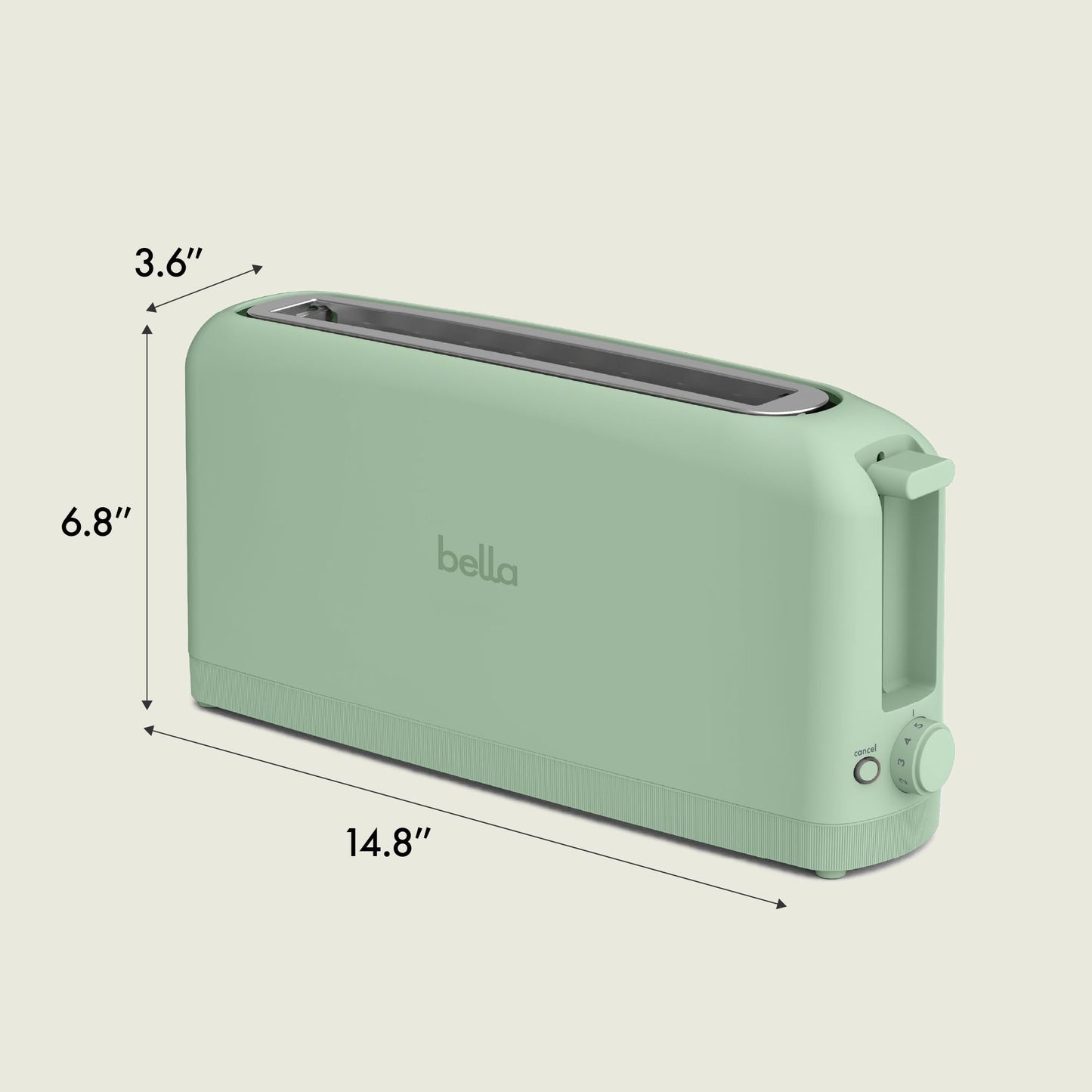 bella 2 Slice Slim Toaster, Fits-anywhere™ Kitchenware, 6 Setting Shade Control with Reheat & Cancel Buttons, Fits sourdough, 10” Long Slot, Anti Jam & Auto Shutoff, 900 Watt, Blossom