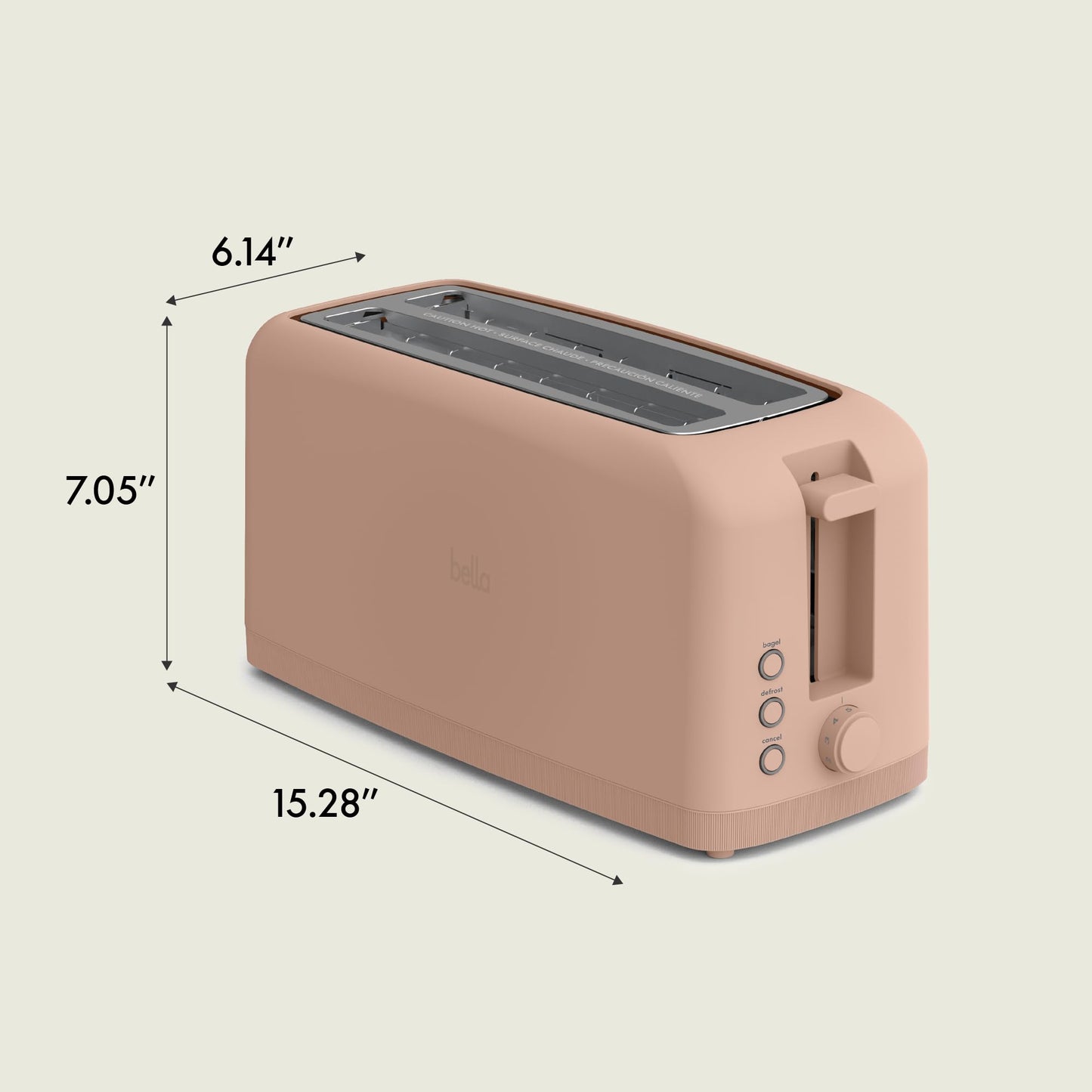 bella 2 Slice Slim Toaster, Fits-anywhere™ Kitchenware, 6 Setting Shade Control with Reheat & Cancel Buttons, Fits sourdough, 10” Long Slot, Anti Jam & Auto Shutoff, 900 Watt, Blossom