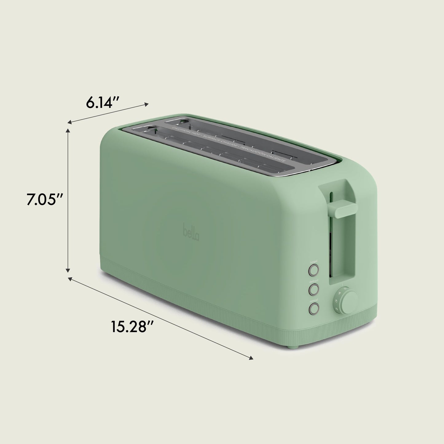 bella 2 Slice Slim Toaster, Fits-anywhere™ Kitchenware, 6 Setting Shade Control with Reheat & Cancel Buttons, Fits sourdough, 10” Long Slot, Anti Jam & Auto Shutoff, 900 Watt, Blossom