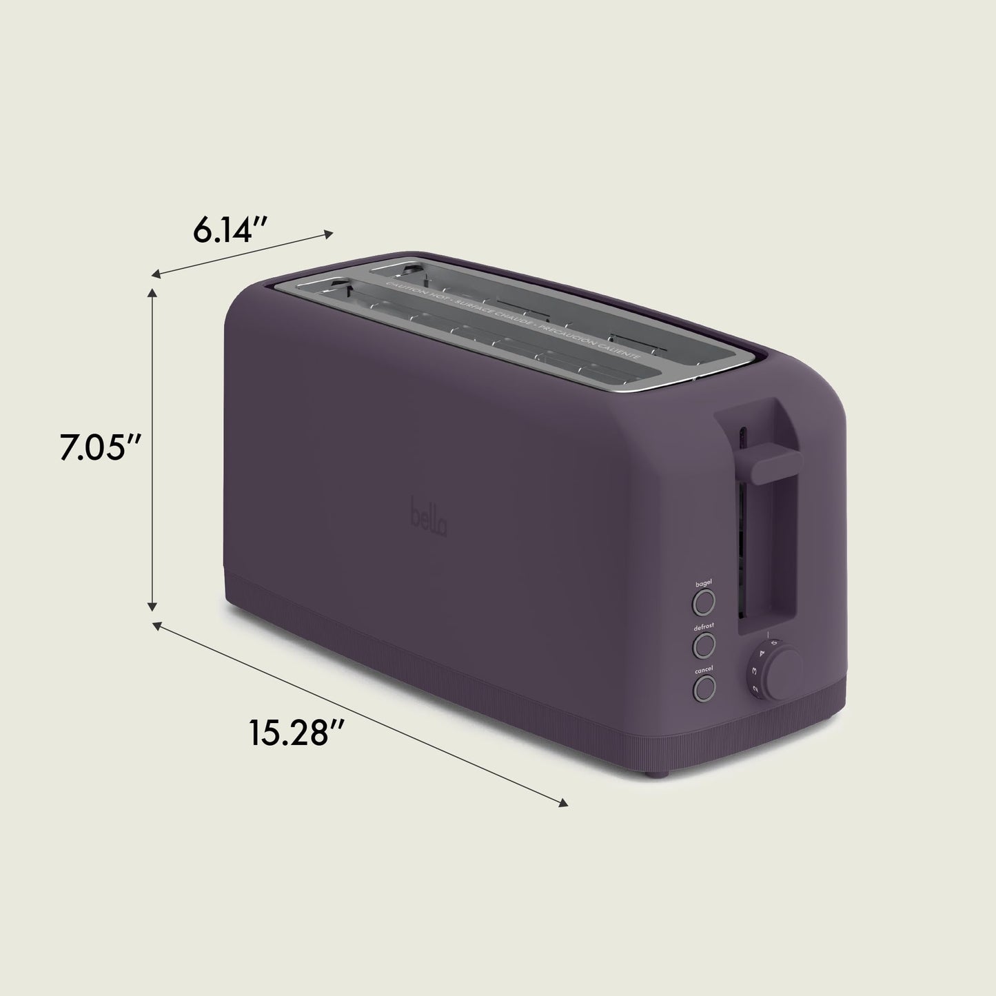 bella 2 Slice Slim Toaster, Fits-anywhere™ Kitchenware, 6 Setting Shade Control with Reheat & Cancel Buttons, Fits sourdough, 10” Long Slot, Anti Jam & Auto Shutoff, 900 Watt, Blossom