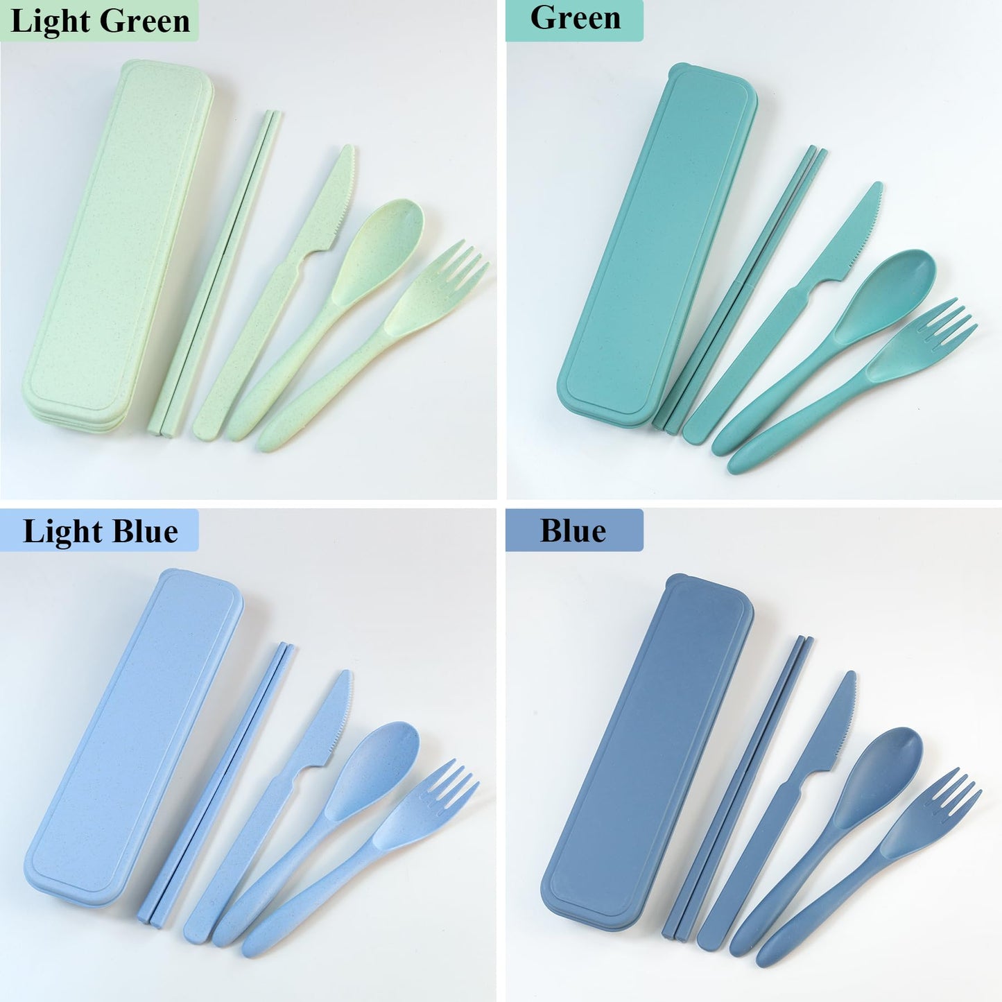 4 Sets Travel Utensils with Case, Cutlery Set Chopsticks Fork Spoon Knife with Case, Reusable Plastic Utensils Sets for Lunch Box Accessories,Portable Lunch Box Utensils Set for Daily Use