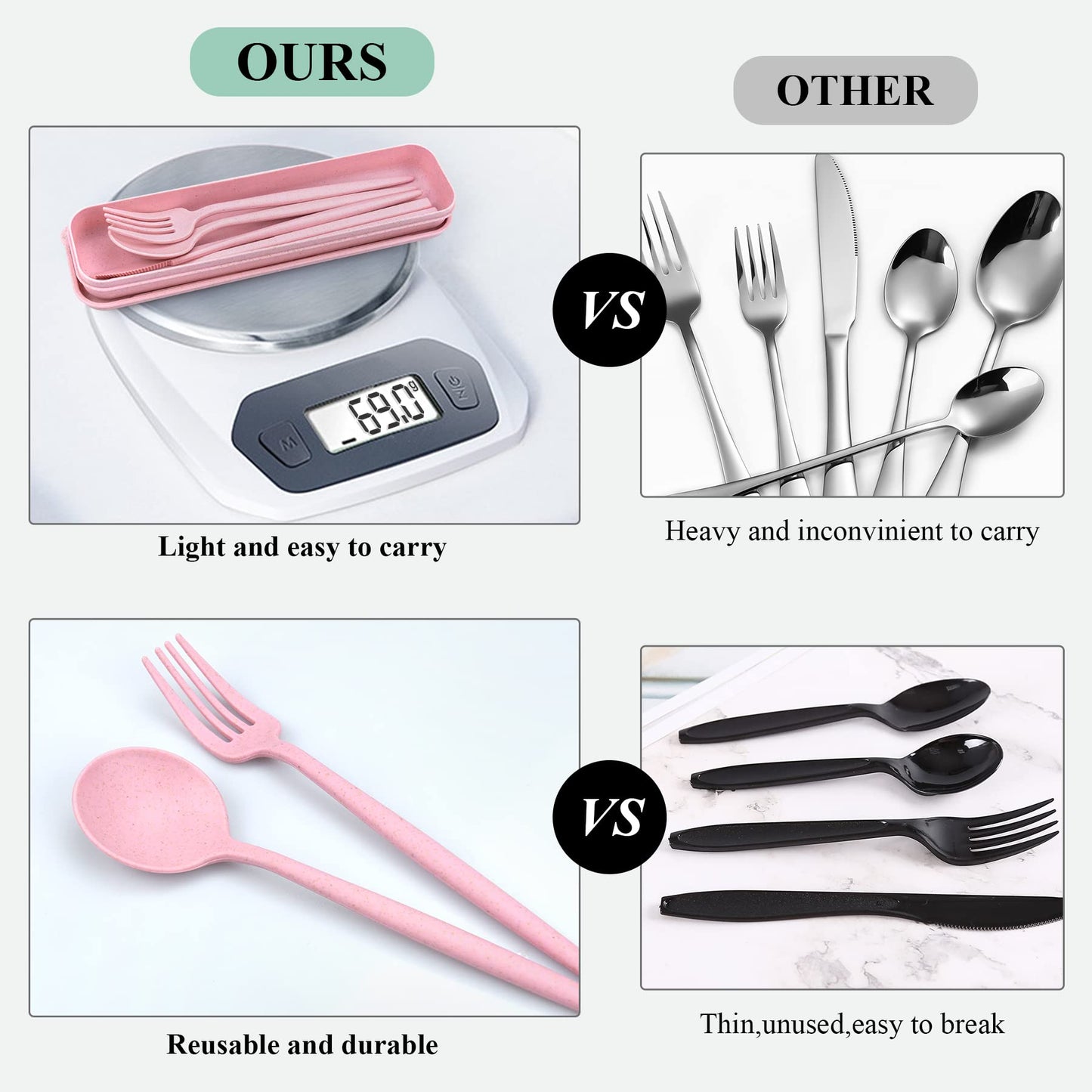 4 Sets Travel Utensils with Case, Cutlery Set Chopsticks Fork Spoon Knife with Case, Reusable Plastic Utensils Sets for Lunch Box Accessories,Portable Lunch Box Utensils Set for Daily Use