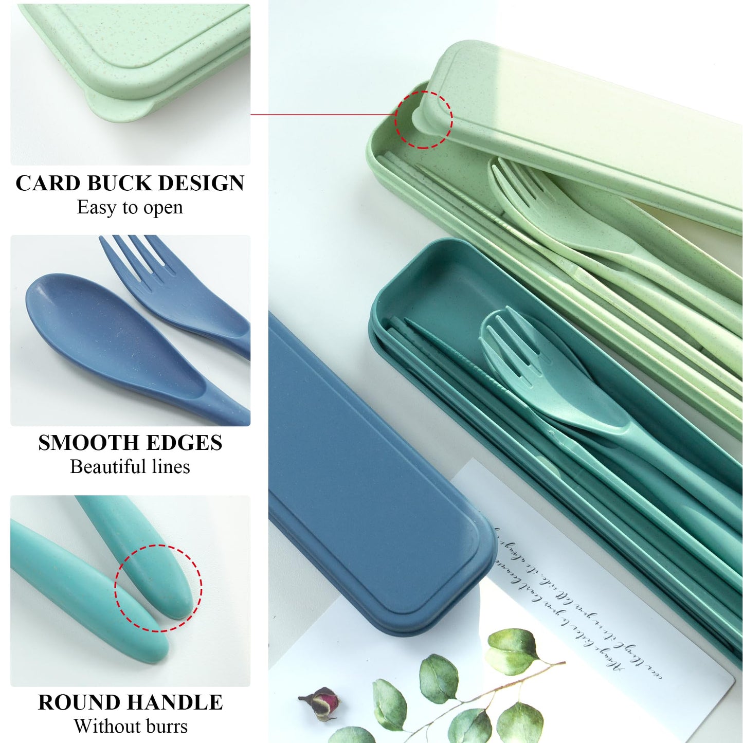 4 Sets Travel Utensils with Case, Cutlery Set Chopsticks Fork Spoon Knife with Case, Reusable Plastic Utensils Sets for Lunch Box Accessories,Portable Lunch Box Utensils Set for Daily Use