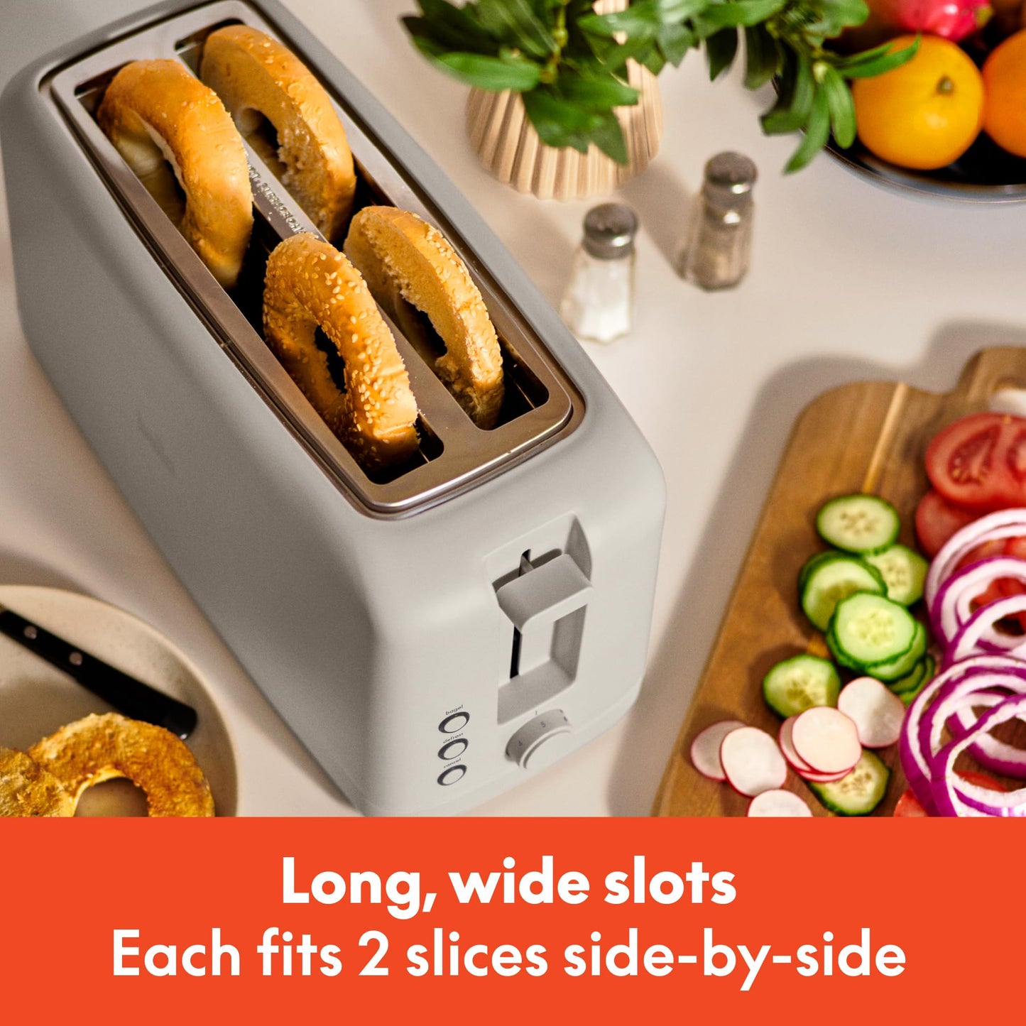 bella 2 Slice Slim Toaster, Fits-anywhere™ Kitchenware, 6 Setting Shade Control with Reheat & Cancel Buttons, Fits sourdough, 10” Long Slot, Anti Jam & Auto Shutoff, 900 Watt, Blossom