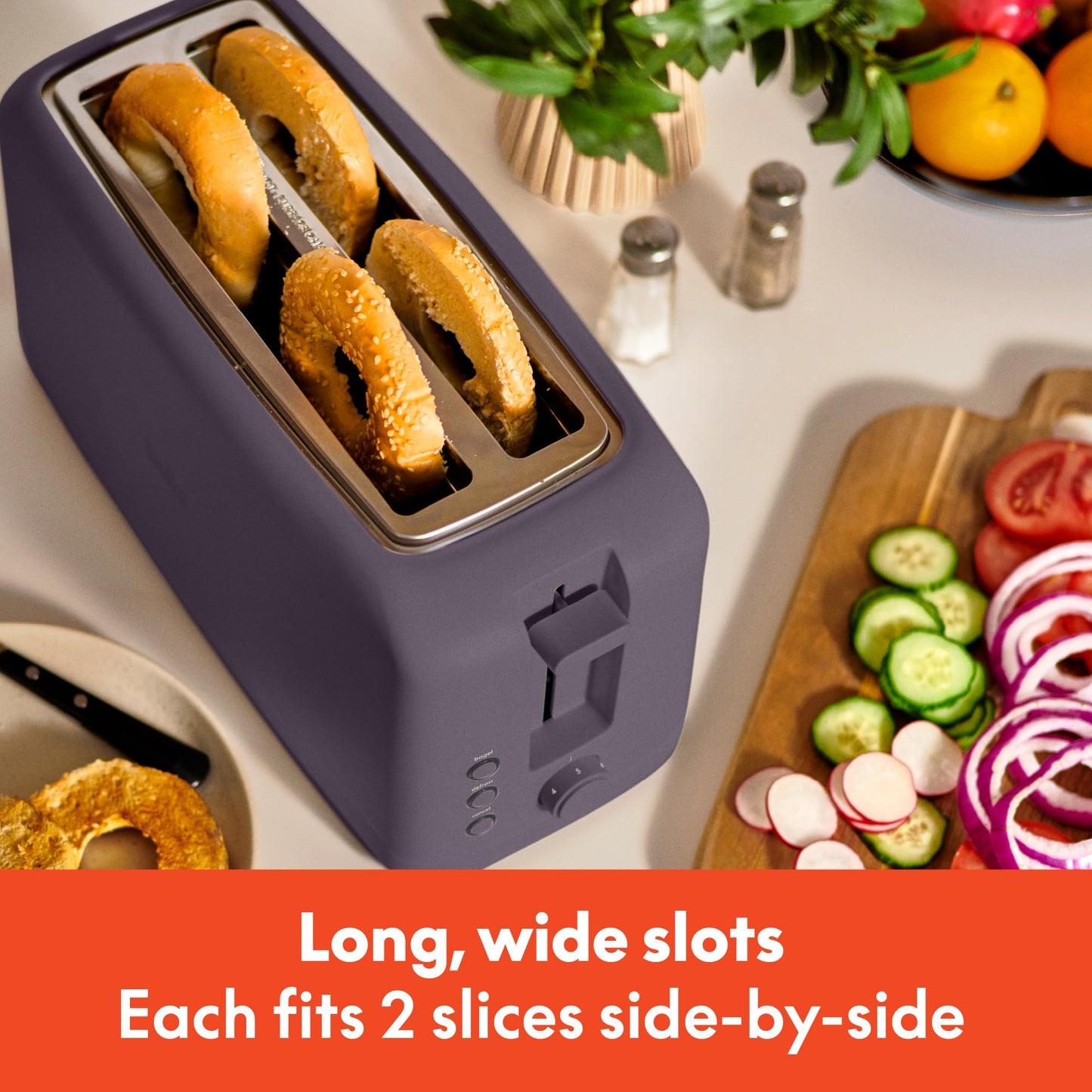bella 2 Slice Slim Toaster, Fits-anywhere™ Kitchenware, 6 Setting Shade Control with Reheat & Cancel Buttons, Fits sourdough, 10” Long Slot, Anti Jam & Auto Shutoff, 900 Watt, Blossom