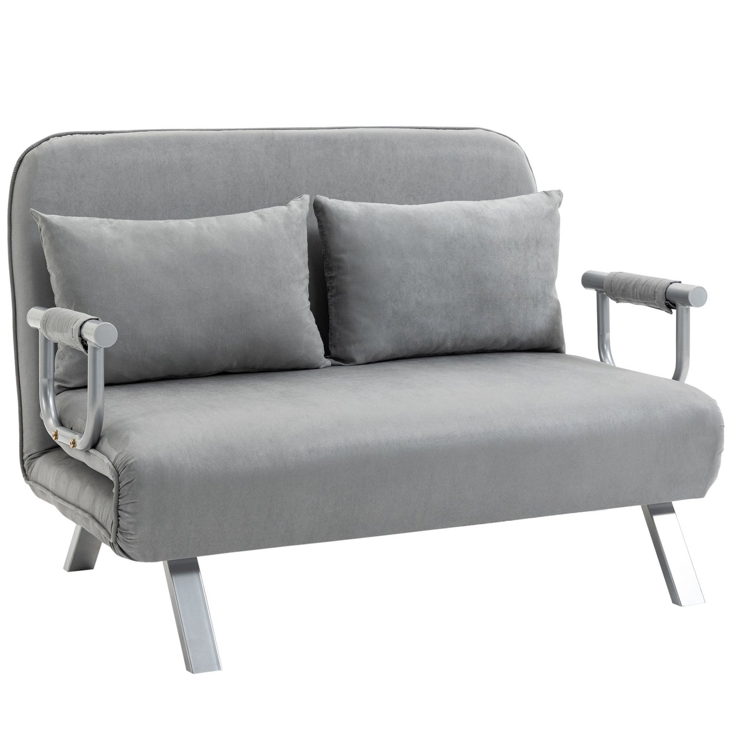 Two-Seater Click-Clack Sofa Bed - Light Grey-0