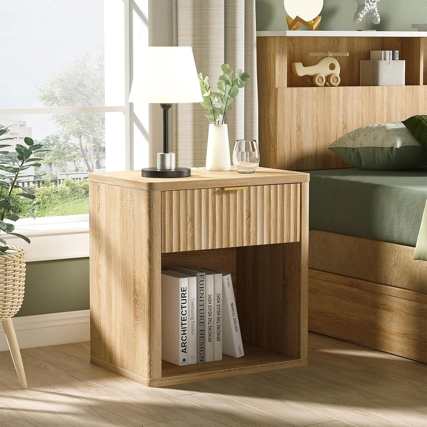 Yanosaku NS001 Wood Night Stand with Drawer-0