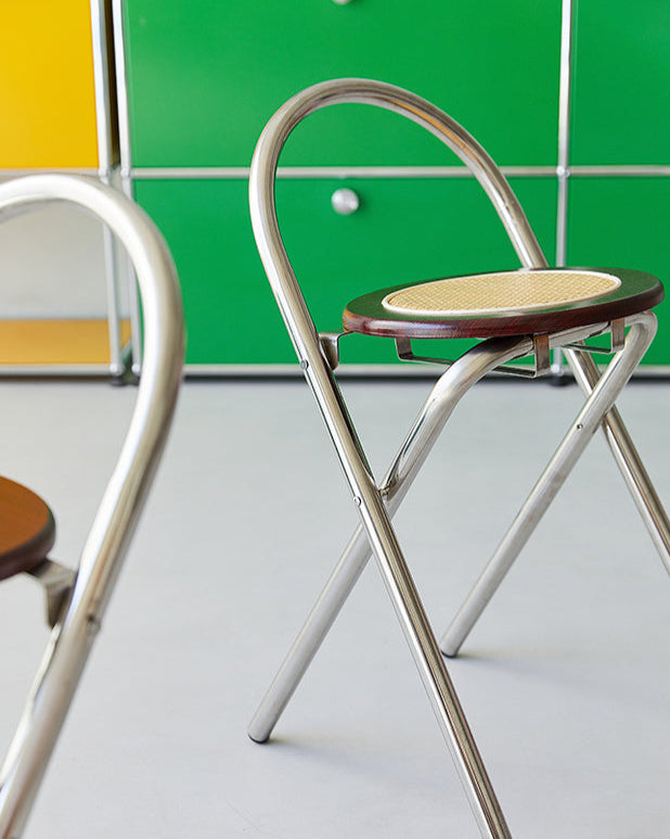 French-Style Rattan Folding Stool-3