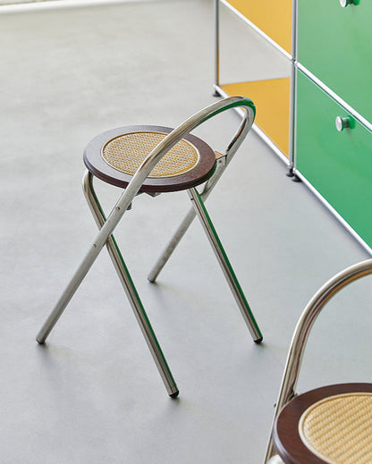 French-Style Rattan Folding Stool-2