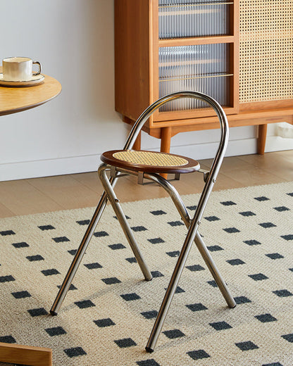 French-Style Rattan Folding Stool-1