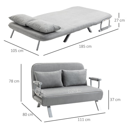 Two-Seater Click-Clack Sofa Bed - Light Grey-2