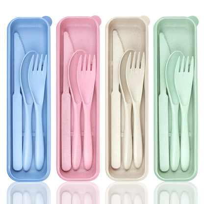 4 Sets Travel Utensils with Case, Cutlery Set Chopsticks Fork Spoon Knife with Case, Reusable Plastic Utensils Sets for Lunch Box Accessories,Portable Lunch Box Utensils Set for Daily Use