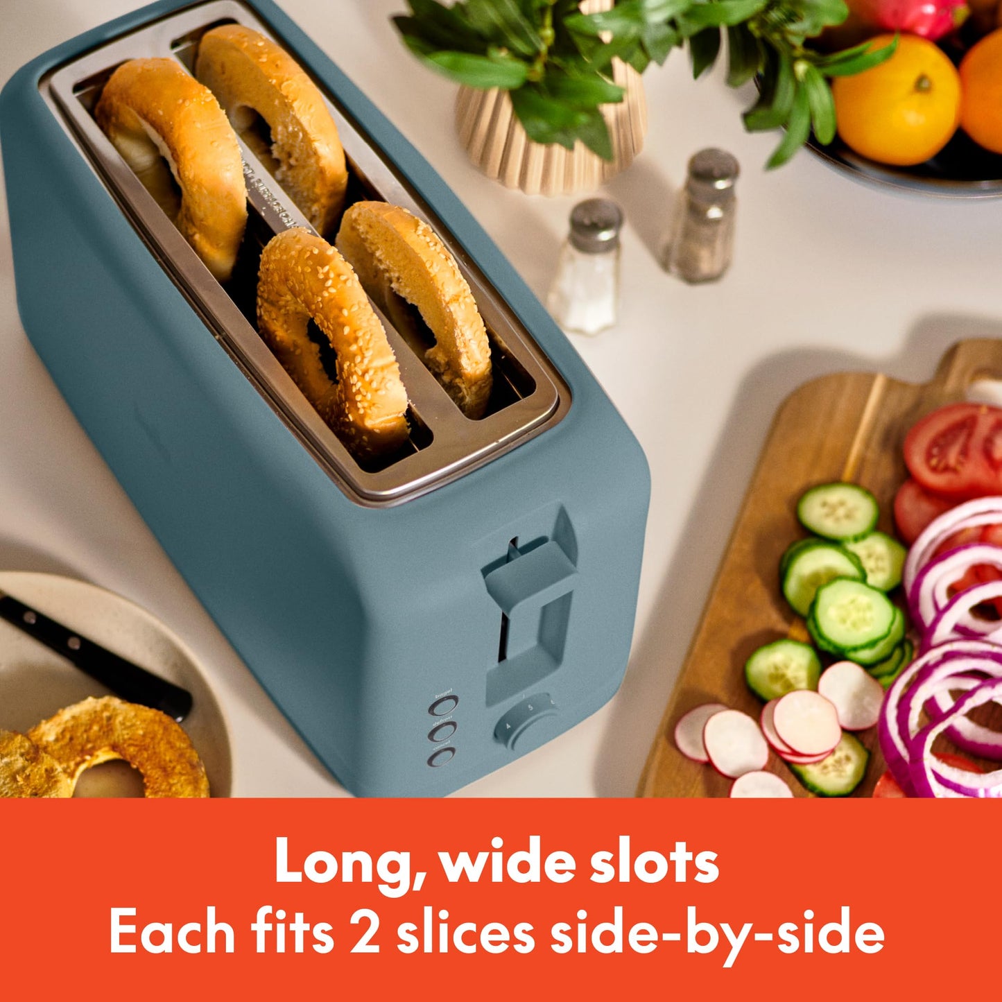 bella 2 Slice Slim Toaster, Fits-anywhere™ Kitchenware, 6 Setting Shade Control with Reheat & Cancel Buttons, Fits sourdough, 10” Long Slot, Anti Jam & Auto Shutoff, 900 Watt, Blossom