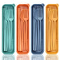 4 Sets Travel Utensils with Case, Cutlery Set Chopsticks Fork Spoon Knife with Case, Reusable Plastic Utensils Sets for Lunch Box Accessories,Portable Lunch Box Utensils Set for Daily Use
