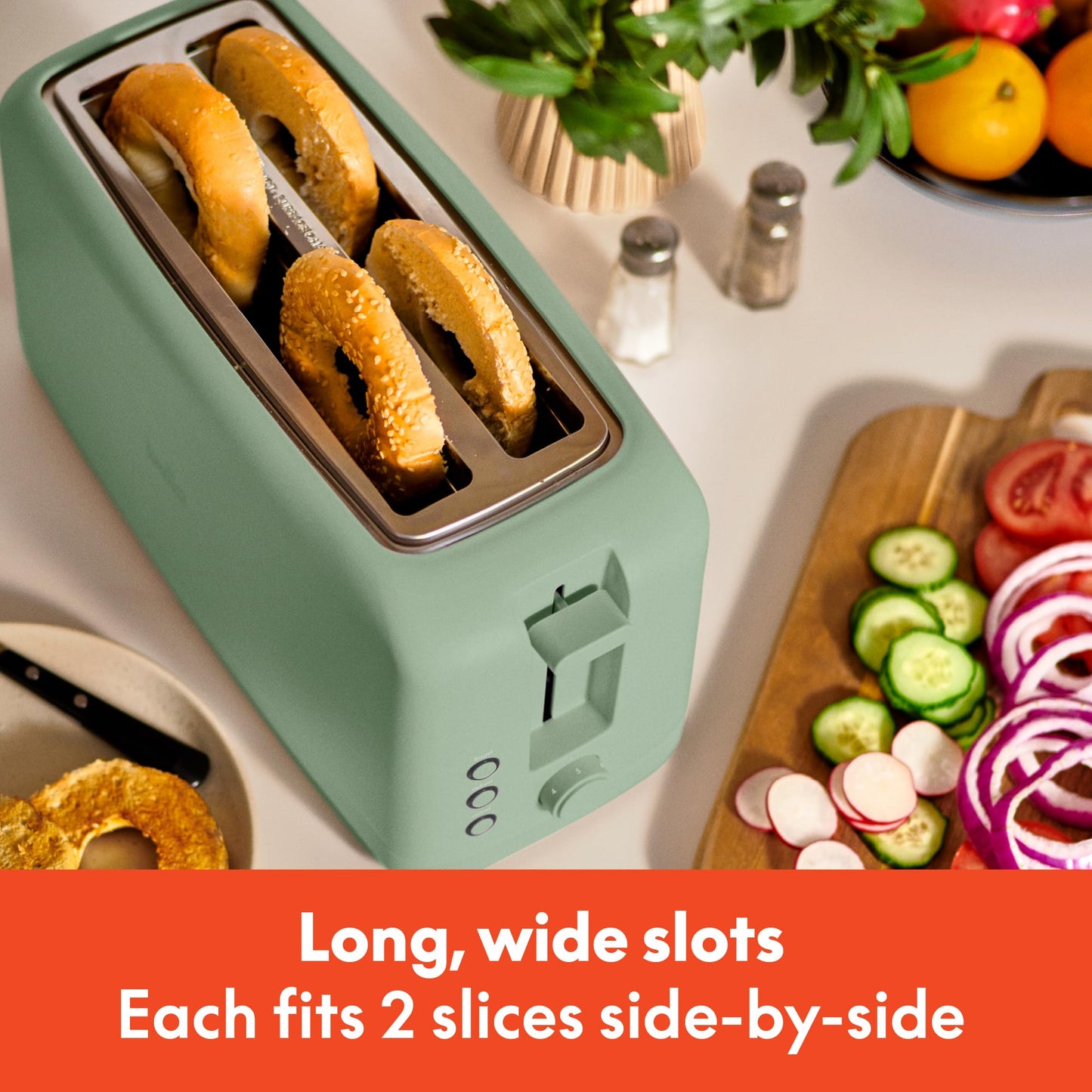 bella 2 Slice Slim Toaster, Fits-anywhere™ Kitchenware, 6 Setting Shade Control with Reheat & Cancel Buttons, Fits sourdough, 10” Long Slot, Anti Jam & Auto Shutoff, 900 Watt, Blossom