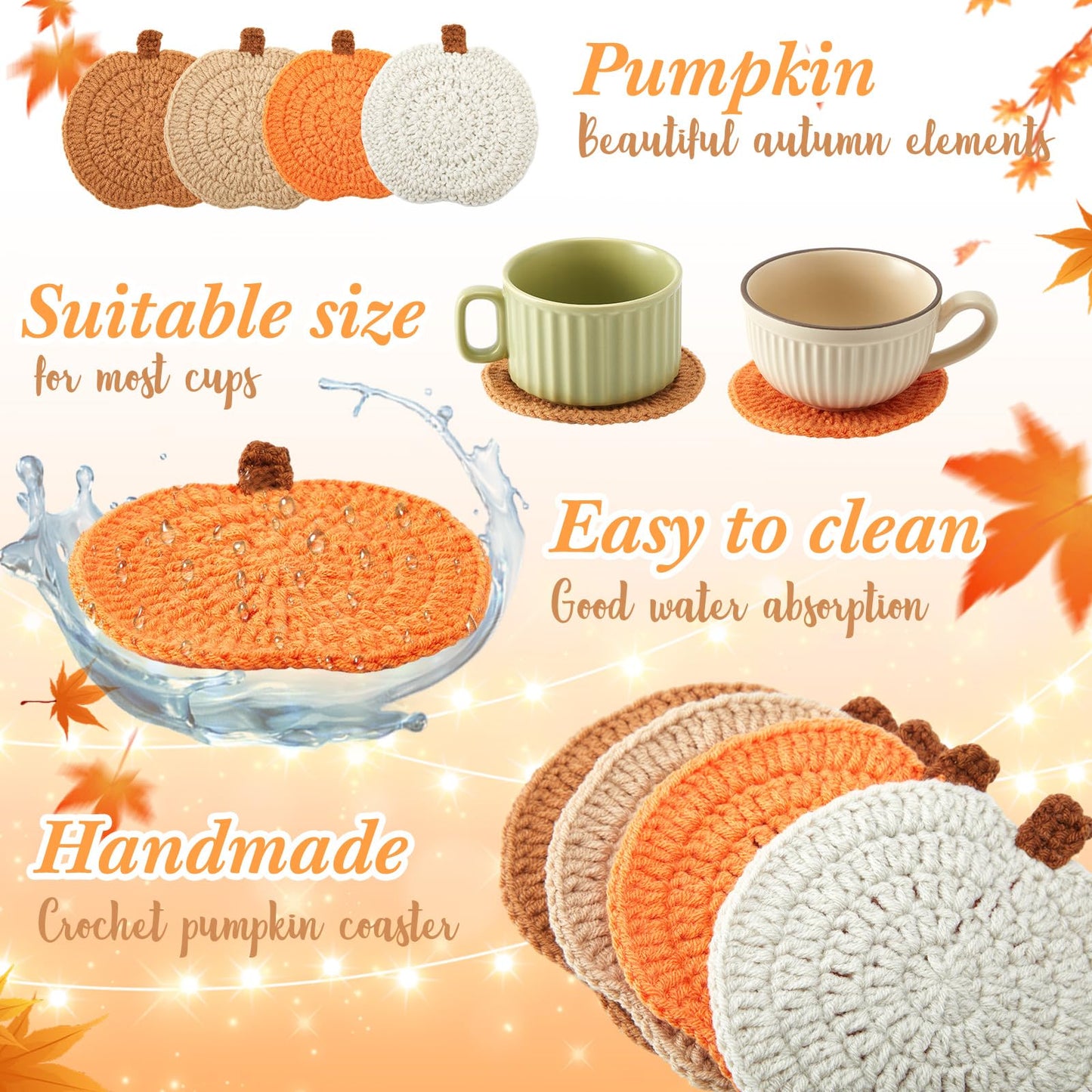 4 Pcs Fall Coasters