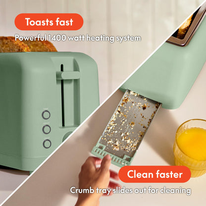 bella 2 Slice Slim Toaster, Fits-anywhere™ Kitchenware, 6 Setting Shade Control with Reheat & Cancel Buttons, Fits sourdough, 10” Long Slot, Anti Jam & Auto Shutoff, 900 Watt, Blossom