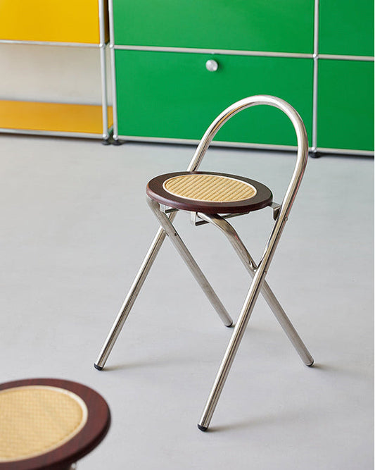 French-Style Rattan Folding Stool-0