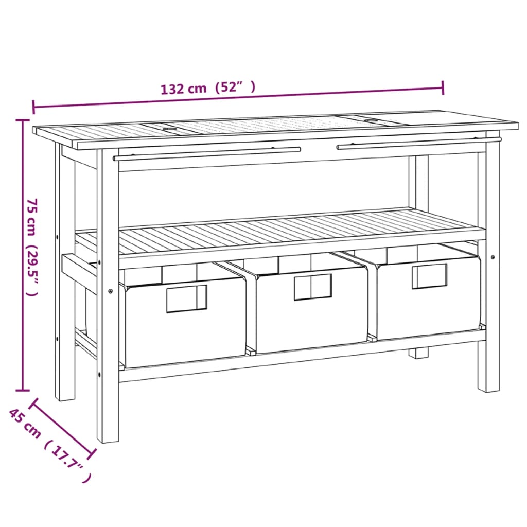 vidaXL Bathroom Vanity Cabinet with Black Marble Sinks Solid Wood Teak-4