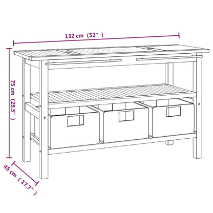 vidaXL Bathroom Vanity Cabinet with Black Marble Sinks Solid Wood Teak-4