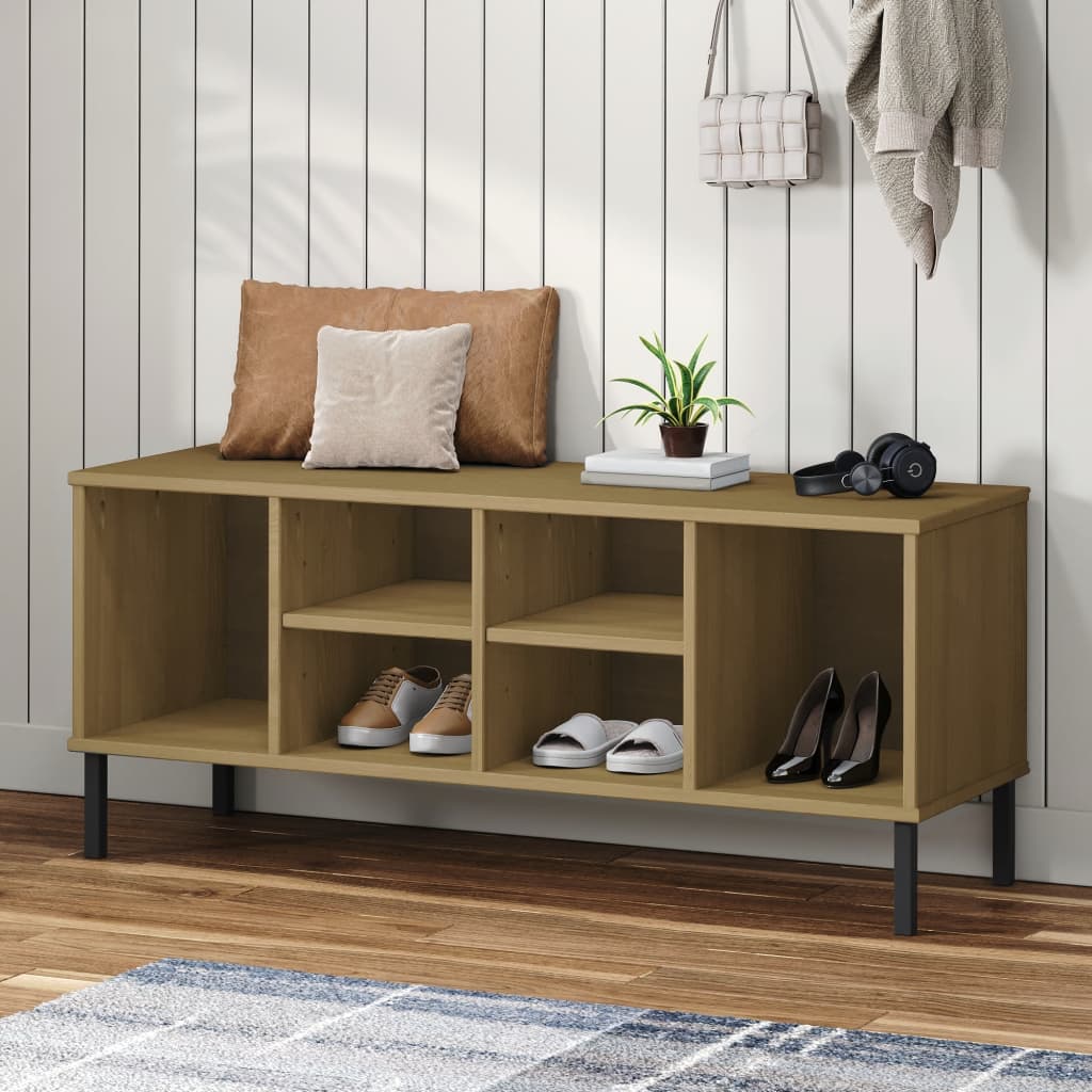 vidaXL Shoe Cabinet Shoe Cubby with 6 Compartments Shoe Rack Solid Pine Wood-5
