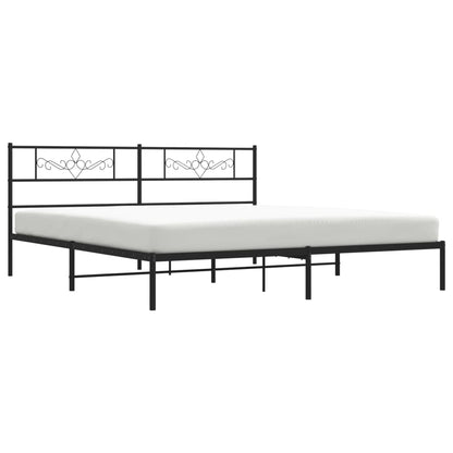 vidaXL Metal Bed Frame with Headboard Black 76"x79.9" King-1