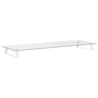 vidaXL Monitor Stand Desktop Computer Screen Riser Tempered Glass and Metal-4