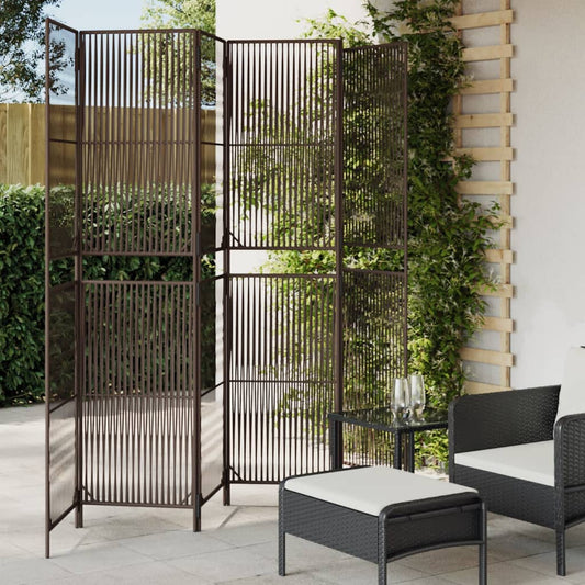 vidaXL Room Divider 6 Panels Brown Poly Rattan-0