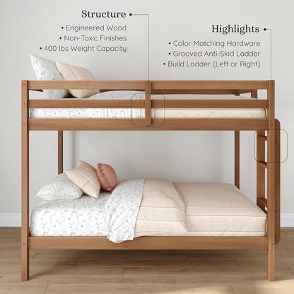 EngineeredWood TwinOverTwin Bunk With Ladder Oak Finish-2