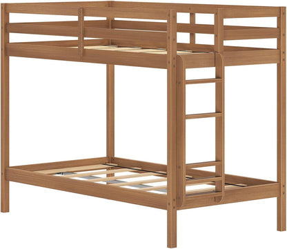 EngineeredWood TwinOverTwin Bunk With Ladder Oak Finish-3