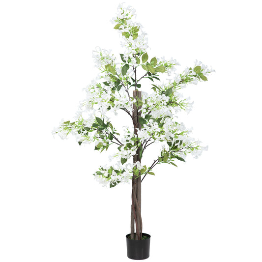 Artificial Honeysuckle Plant in Pot - Realistic Indoor Outdoor Decor White Green-0