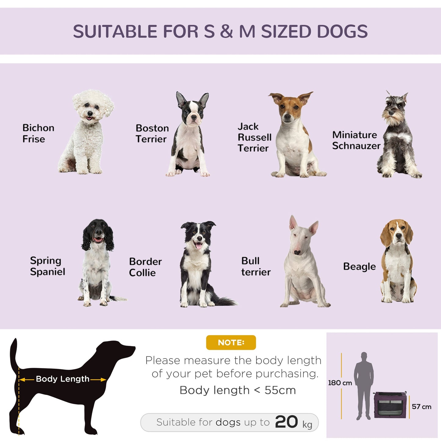 Pet Carrier Portable Cat Carrier Foldable Dog Bag for Small and Medium Dogs, 79.5 x 57 x 57 cm, Purple-4