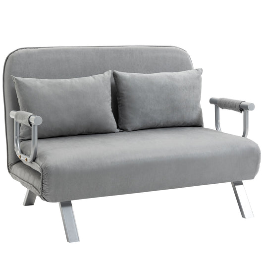 Two-Seater Click-Clack Sofa Bed - Light Grey-0