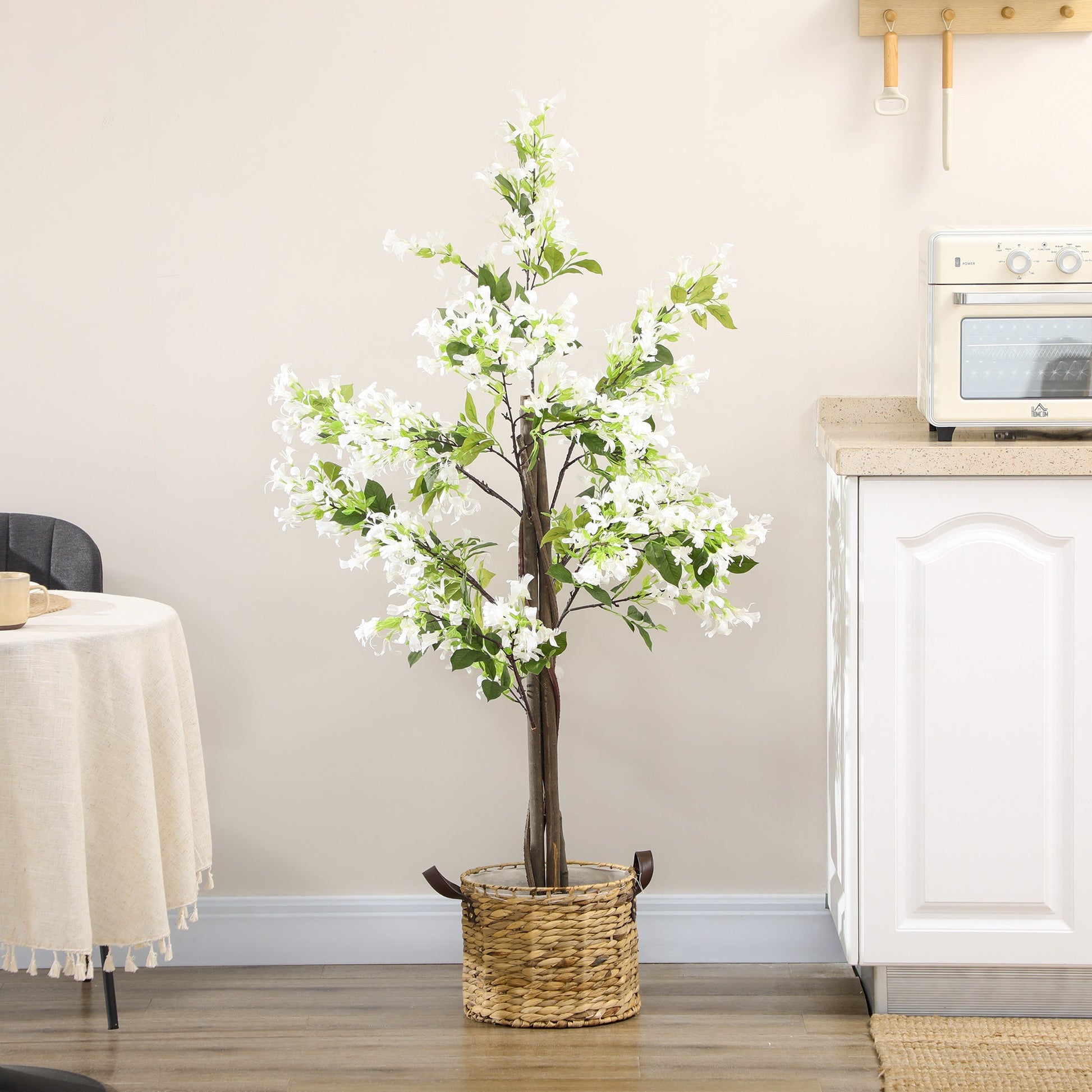 Artificial Honeysuckle Plant in Pot - Realistic Indoor Outdoor Decor White Green-1