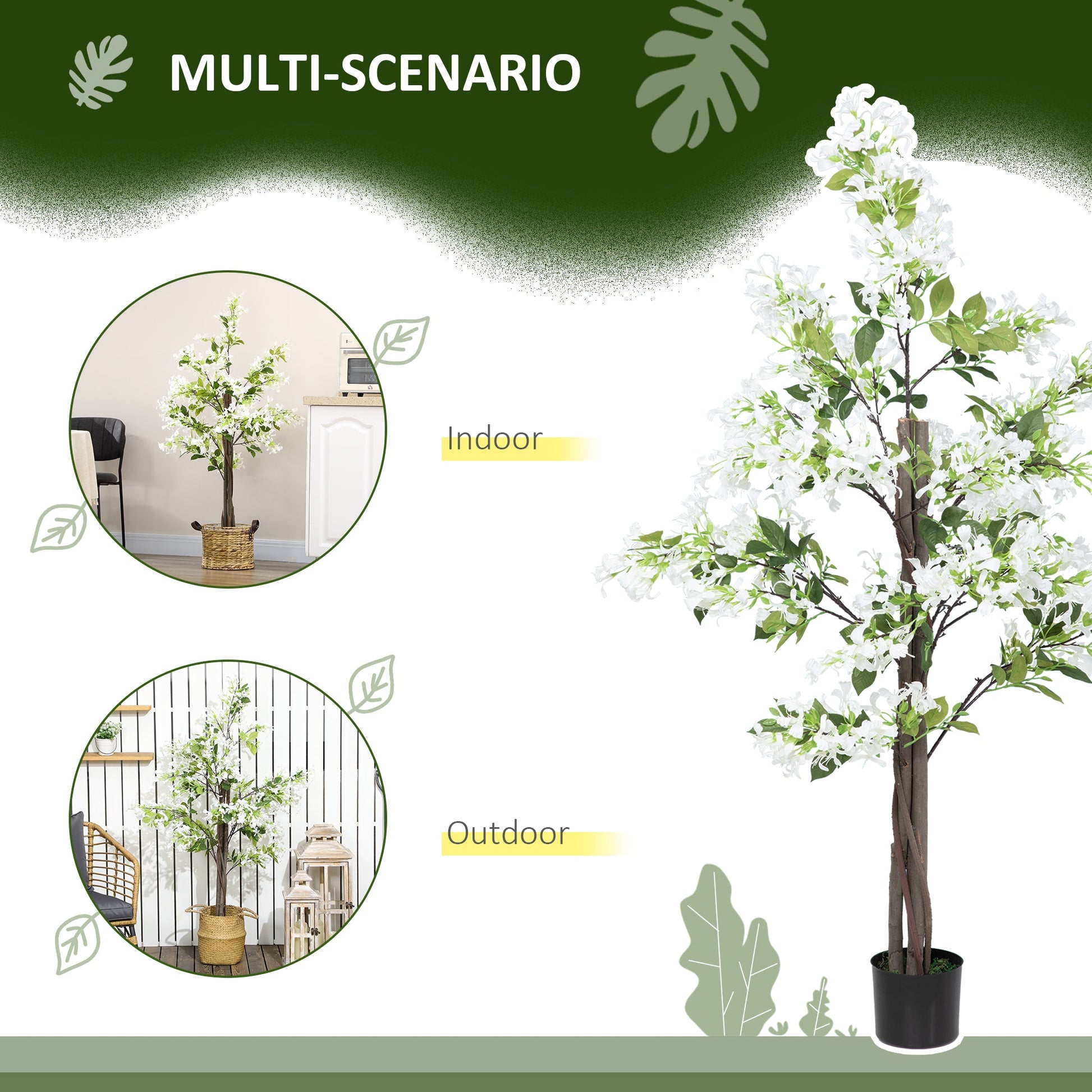 Artificial Honeysuckle Plant in Pot - Realistic Indoor Outdoor Decor White Green-4