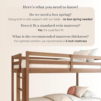 EngineeredWood TwinOverTwin Bunk With Ladder Oak Finish-4
