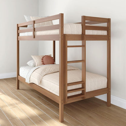 EngineeredWood TwinOverTwin Bunk With Ladder Oak Finish-0