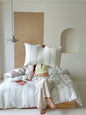 Elegant Coastal Pastel Stripe Silky Smooth Tencel Lyocell Duvet Cover Set -  Queen Size-0