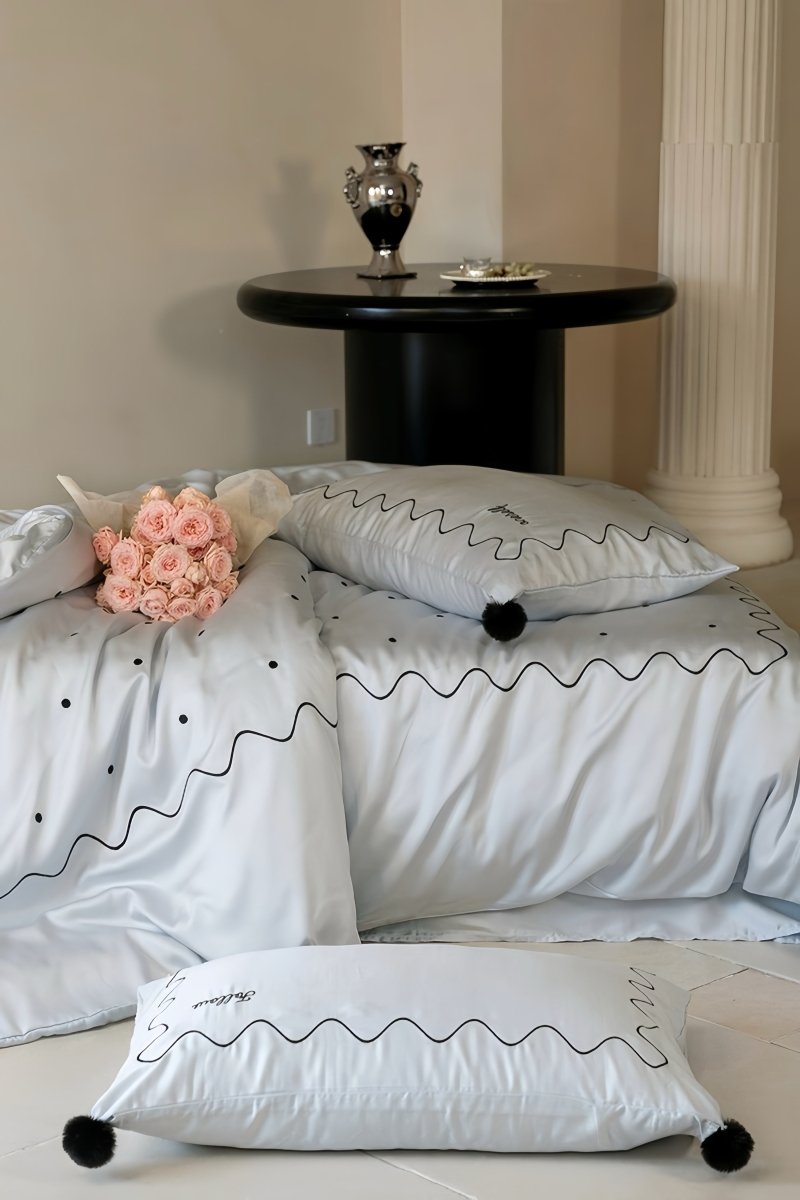 Elegant Retro Nordic Silky Smooth Tencel Lyocell Queen Size Duvet Cover Set-1