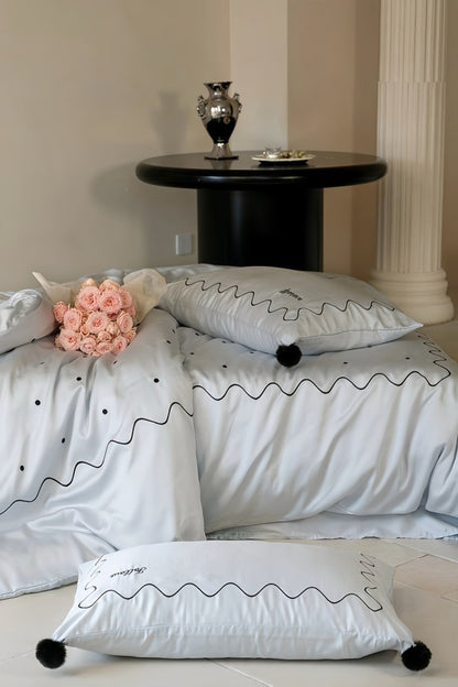 Elegant Retro Nordic Silky Smooth Tencel Lyocell Queen Size Duvet Cover Set-1