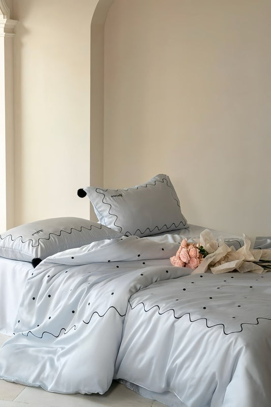 Elegant Retro Nordic Silky Smooth Tencel Lyocell Queen Size Duvet Cover Set-0