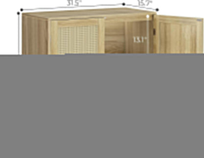 Buffet Cabinet with Storage, Storage Cabinet with PE Rattan Decor Doors, Accent Cabinet with Solid Wood Feet, Sideboard Cabinet for Hallway, Entry, Living Room, Natural-2