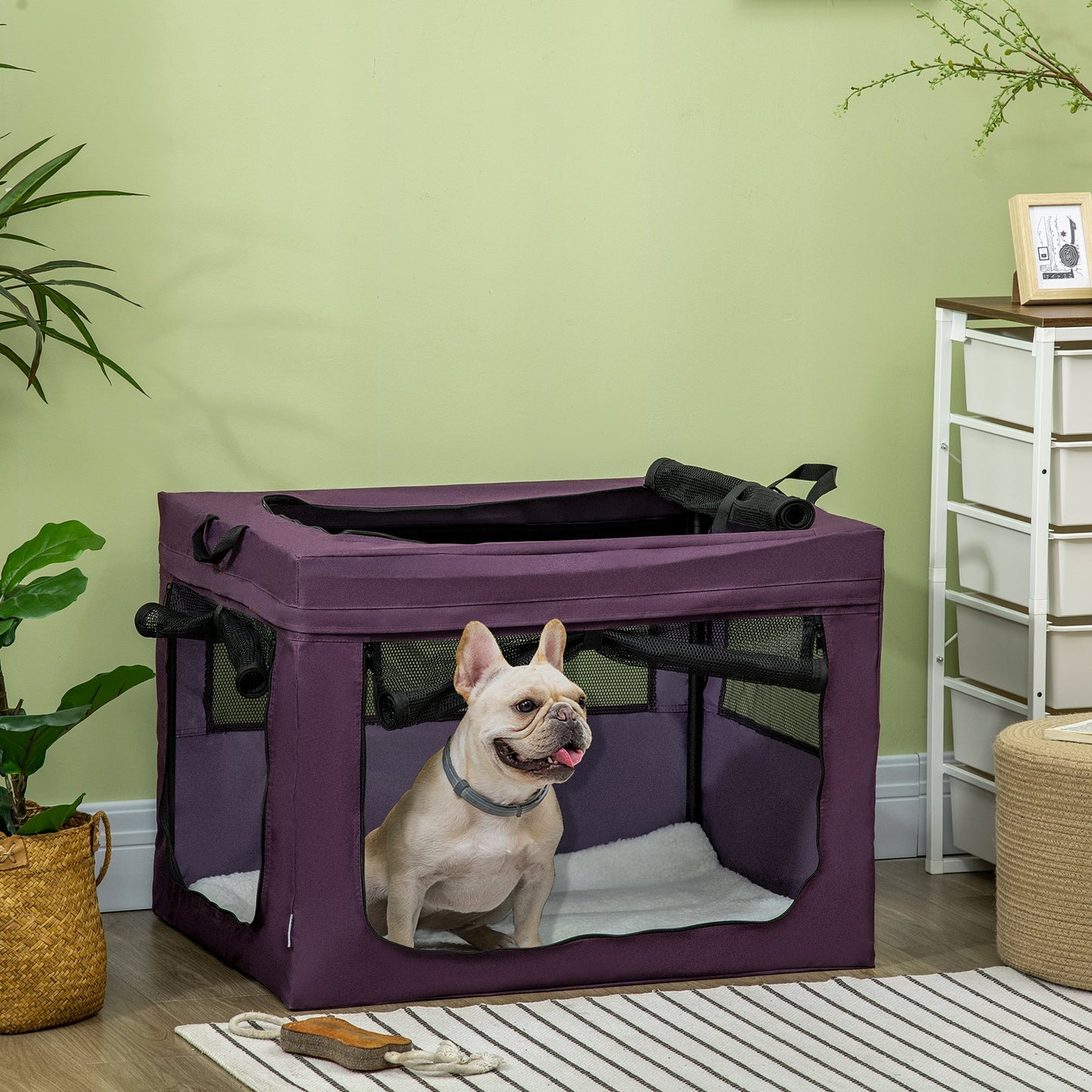Pet Carrier Portable Cat Carrier Foldable Dog Bag for Small and Medium Dogs, 79.5 x 57 x 57 cm, Purple-1