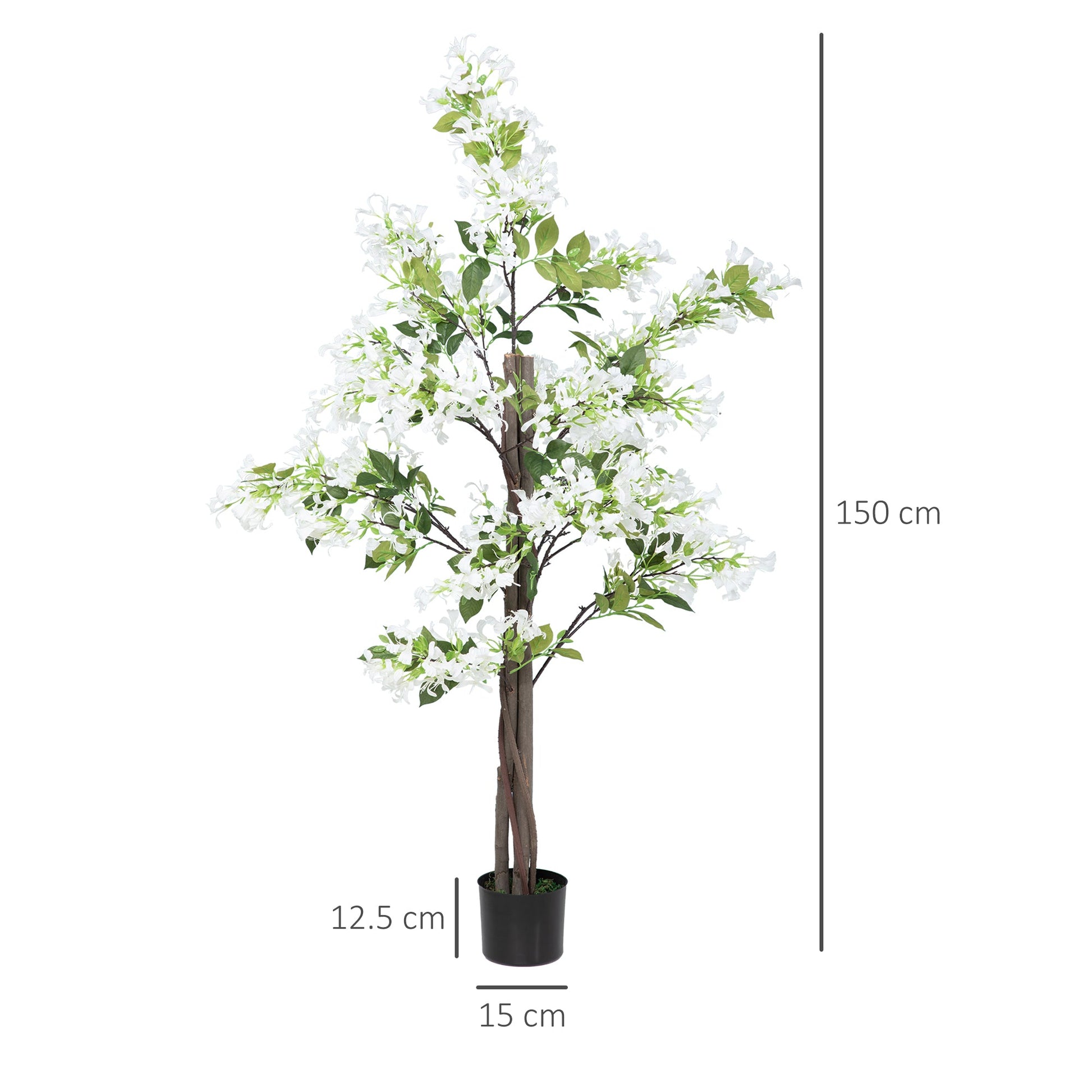 Artificial Honeysuckle Plant in Pot - Realistic Indoor Outdoor Decor White Green-2