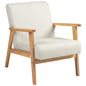 Fabric Accent Chair for Living Room, Arm Chair with Rubber Wood Frame and Padded Cushion, Cream White-0