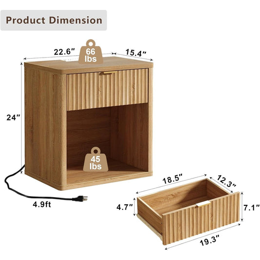 Yanosaku NS001 Wood Night Stand with Drawer-1