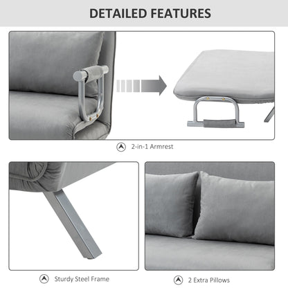 Two-Seater Click-Clack Sofa Bed - Light Grey-4