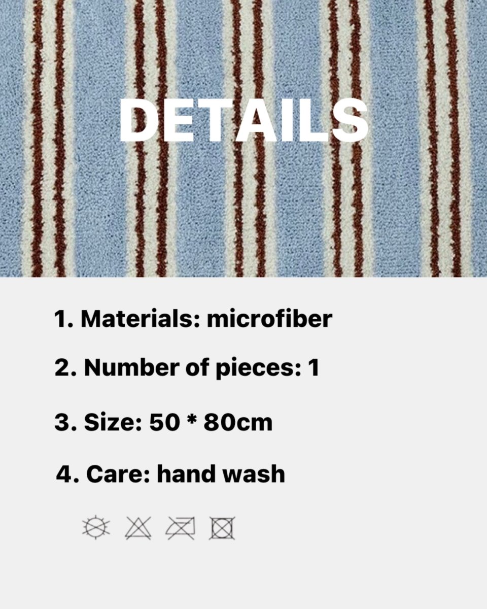 Ultra Soft Retro Blue Stripe Bath Rug, Absorbent Mat-4