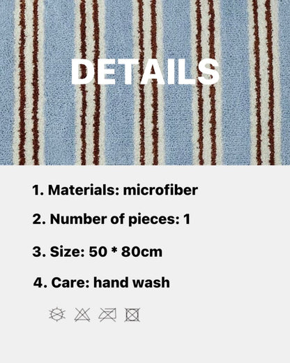 Ultra Soft Retro Blue Stripe Bath Rug, Absorbent Mat-4